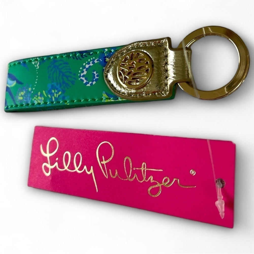 Lily Pulitzer Botanical Green In A Flutter GWP Tassel Key Fob W Gold Accent New